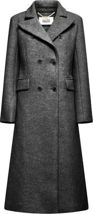 Silvian Heach Cappotto doppiopetto lungo - Dames - Mantel - Grijs - M - Leer - Jassen