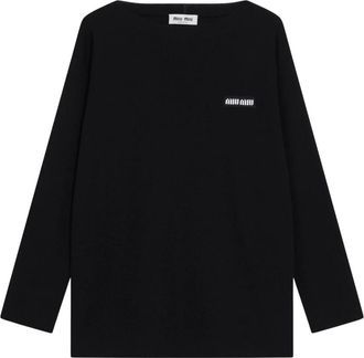 Miu Miu Jersey de Lana con Logo de Letras - Knitwear - Mujer - Negro - M