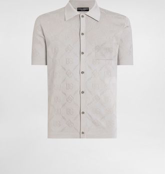 Dolce & Gabbana Silk Shirt With Dg Openwork - Man Sweaters And Cardigans Gray 46
