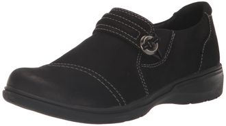Clarks Womens Carleigh Pearl Loafer, Black Nubuck, 8.5