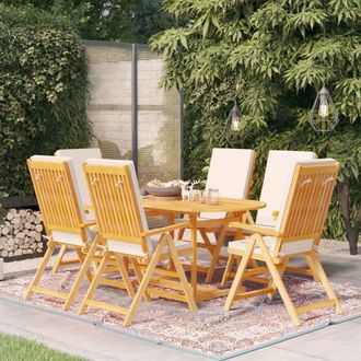 vidaXL Comedor De Jard&iacute;n 7 Piezas Con Cojines Madera Maciza De Teca Vidaxl