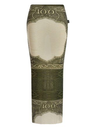 Jean Paul Gaultier Pencil Midi Skirt With Vintage Banknote Print