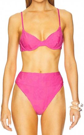 Beach Riot Camilla Stand Terry Bikini Top In Strawberry