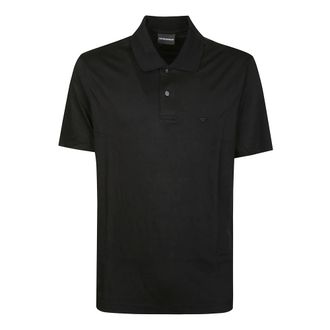 Emporio Armani Polo shirt met korte mouwen en slanke pasvorm - Heren - Polos - Zwart - M - Leer - Tops