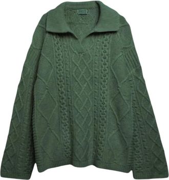 Guess Truien & Vesten, Heren, Groen, S, Wol, Kabel Gebreide Trui