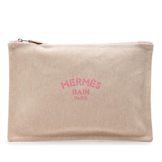 Herm&egrave;s Pre-owned Hermes Large Toile Bain New Yachting Flat Pouch Ladies YZZZ3WMQ6VKE50QU