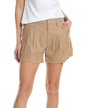 Hudson Front Yoke Pleated Linen-Blend Short