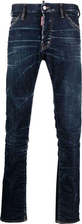 Dsquared2 logo-patch slim-cut jeans - men - Spandex/Elastane/Polyester/Cotton/Cotton - 46 - Blue