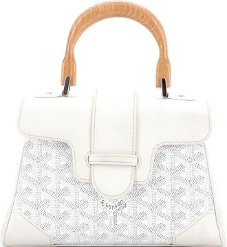 Goyard Saigon Top Handle Bag Coated Canvas with Leather Mini