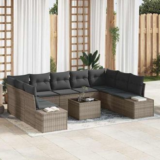 vidaXL Conjunto De Sof&aacute; De Jard&iacute;n 10 Pcs Gris 289 X 209 X 85 Cm Vidaxl