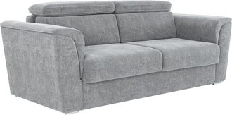 Vente-Unique Sof&aacute; cama de 4 plazas de apertura r&aacute;pida de tela gris - Cama de 160 cm - Colch&oacute;n con memoria de forma de 22 cm - RIZORA