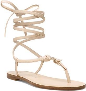 Stuart Weitzman Georgie Ankle Wrap Sandal in Barely Beige at Nordstrom, Size 6.5