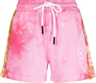 Palm Angels tie-dye cotton track shorts - women - Cotton - M - Pink