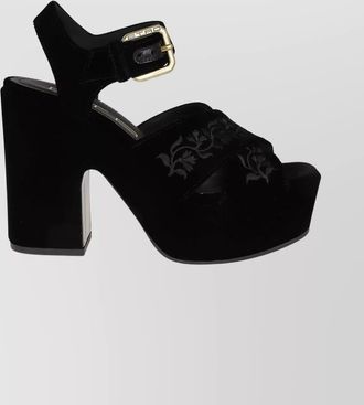 Etro velvet platform sandals embroidery