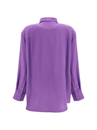 Gucci GG Supreme Print Silk Shirt - Purple
