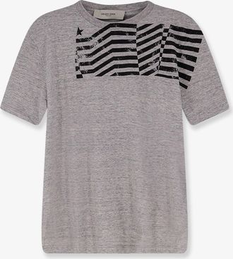 Golden Goose Cotton T-shirt with Flag print on the front - GOLDEN GOOSE DELUXE BRAND - gender_Man