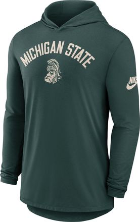 Nike Michigan State Legacy Arch Nike Mens Dri-FIT College Long-Sleeve Hooded T-Shirt in Green | 01NB3EYMSV-3HJ