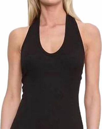 Enza Costa Cotton Rib U Halter Top In Black