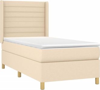 vidaXL Vidaxl - Cama Box Spring Colch&oacute;n Y Luces Led Tela Color Crema 90x190 Cm