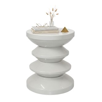 Relaxdays Relaxdays Mesa Auxiliar & Taburete, Zick-zack, Objeto Decorativo Para Sal&oacute;n, Hxd: 46 X 35 Cm, Metal, Gris Claro
