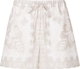 Valentino Korte Broeken, Dames, Wit, S, Katoen, Geometric-Print Drawstring Shorts