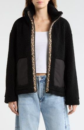 Levi's Faux Shearling Full Zip Jacket in Black Leopard at Nordstrom Rack, Size X-Small