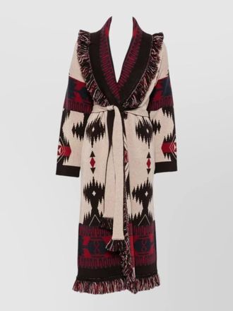 Alanui wool belted fringe trim oversized coat
