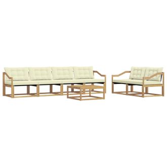 vidaXL Conjunto De Sof&aacute;s De Exterior 7 Pcs Blanco Y Crema Vidaxl