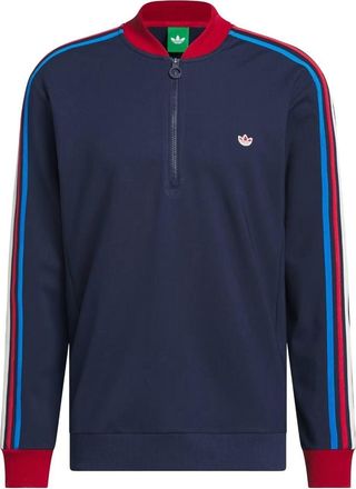 adidas 3-Stripe Half-Zip Sweatshirt Asia Sizing Night Indigo Team Victory Red KS5732