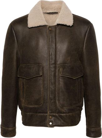 Salvatore Santoro logo-appliqué jacket - men - Lamb Skin - 52 - Brown