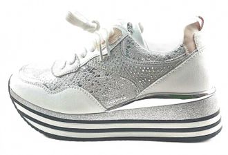 Ex&eacute; Womens Lace Up Low Wedge Platform Fashion Sneaker In Silver