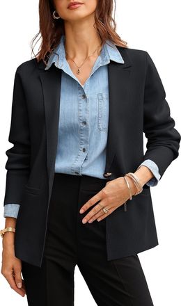 Grace Karin Lightweight Cardigans for Women V Neck Long Sleeve Suit Jackets Classic Sweater Black M
