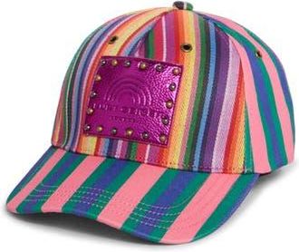 Kurt Geiger Southbank Rainbow Stripe Baseball Cap in Dark Rainbow at Nordstrom Rack