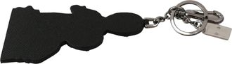 Dolce & Gabbana Womens Leather Dominico Stefano dgfamily Logo Badge Keychain Black Brass Chain And Clasp Accessory