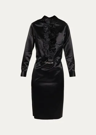 Marc Jacobs Ruffled Satin Knee-Length Dress
