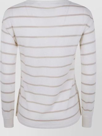 Max Mara silk cashmere striped sweater button detail