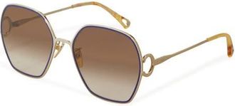 Chlo&eacute; 58mm Gradient Rectangular Sunglasses in Gold at Nordstrom