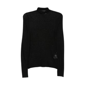 Majestic Filatures Turtleneck trui met paillettenapplicatie - Dames - Coltruien - Zwart - M - Pailletten - Truien & Vesten