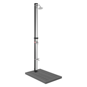 ML Design Ml-design Ducha Solar De Jard&iacute;n Negro/plata 20l 210cm Agua Caliente Hasta 60&deg;c Sin Electricidad Y Elemento De Suelo Conexi&oacute;n Para Manguera Moderno Ele