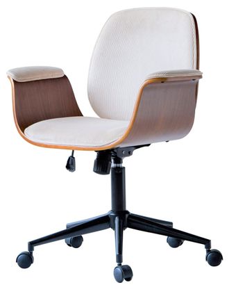 Nordlys Silla de escritorio en madera y terciopelo beige