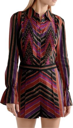 Diane Von F&uuml;rstenberg DVF Printed Wool & Silk Ariella Playsuit Size XS