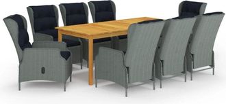 vidaXL Juego De Comedor Para Jard&iacute;n 9 Piezas Gris Claro Vidaxl