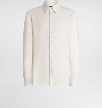 Dolce & Gabbana Martini Shirt In Logo Silk Jacquard - Man Shirts White 38