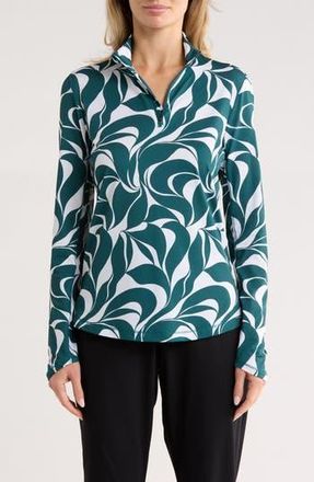 Callaway Abstract Floral Swirl Quarter Zip Pullover in Atlantic Deep at Nordstrom Rack, Size X-Small
