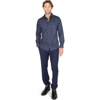 Lords of Harlech Norman Button-Up Shirt in Paisley Badalona Smoke at Nordstrom, Size X-Large