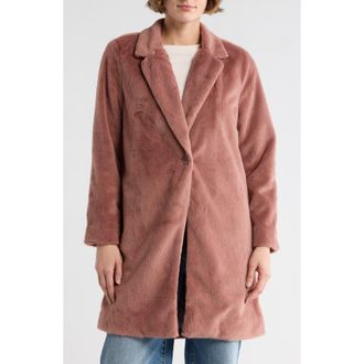 Melloday Faux Fur Topper in Dusty Pink at Nordstrom Rack, Size X-Large