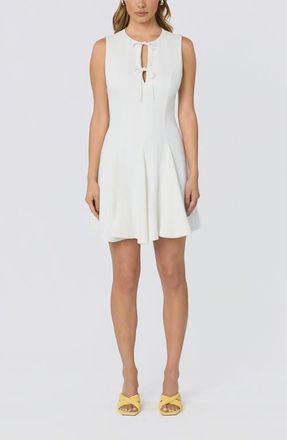 ASTR the Label Tristan Tie Front Sleeveless Flare Dress in White at Nordstrom, Size X-Small
