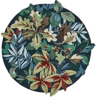 Sanderson Runder Designer Teppich Robins Wood - Forest Green - handgetuftet, aus 100% reiner Schurwolle