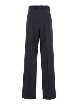 Gucci Womens Grey Wool Pants With Logo Detail Trousers