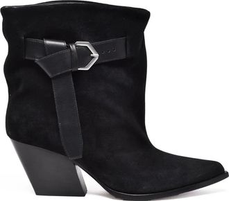 Elena Iachi Black Suede Pointed Ankle Boots